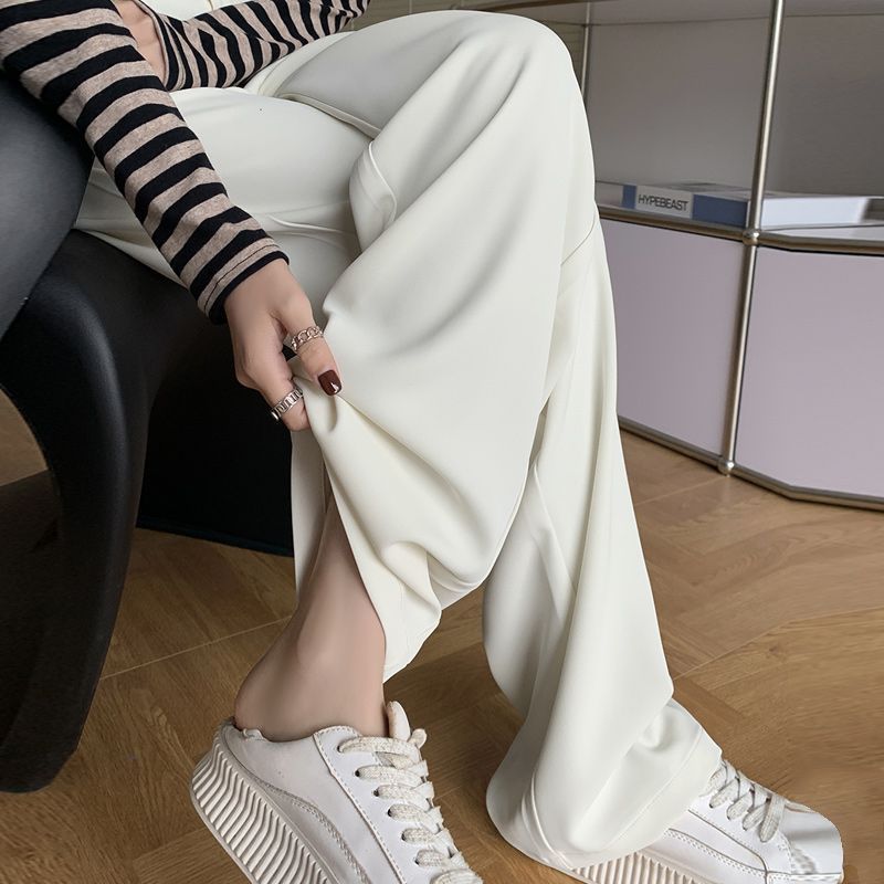 Ice Silk Wide-leg Pants Women's High Waist Drooping Suit Pants