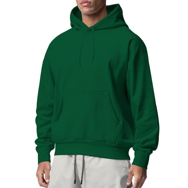 European And American Men's Sports Solid Color Fleece Sweater Hoodie