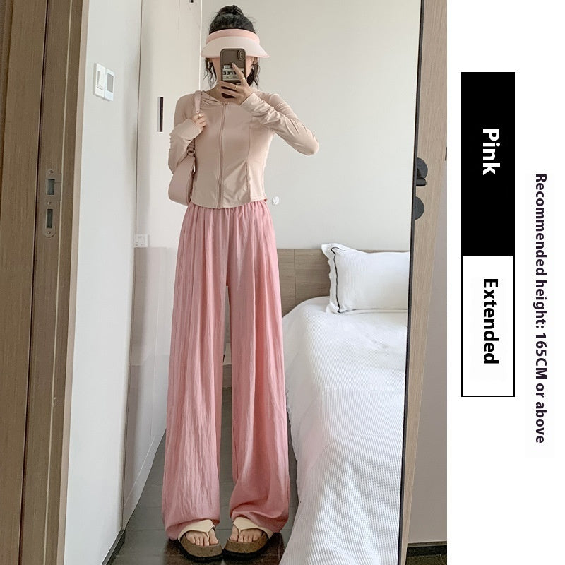 Thin High Waist Loose Casual Ice Silk Wide-leg Pants