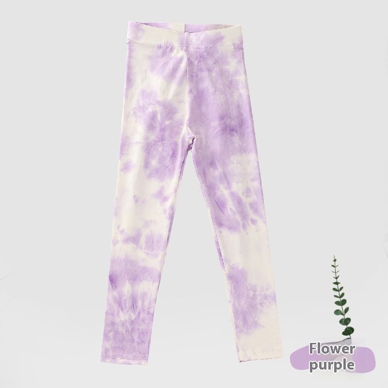 Girl's Pants Leisure Tie-dyed Leggings Children's Pants Outer Wear Sports Tights