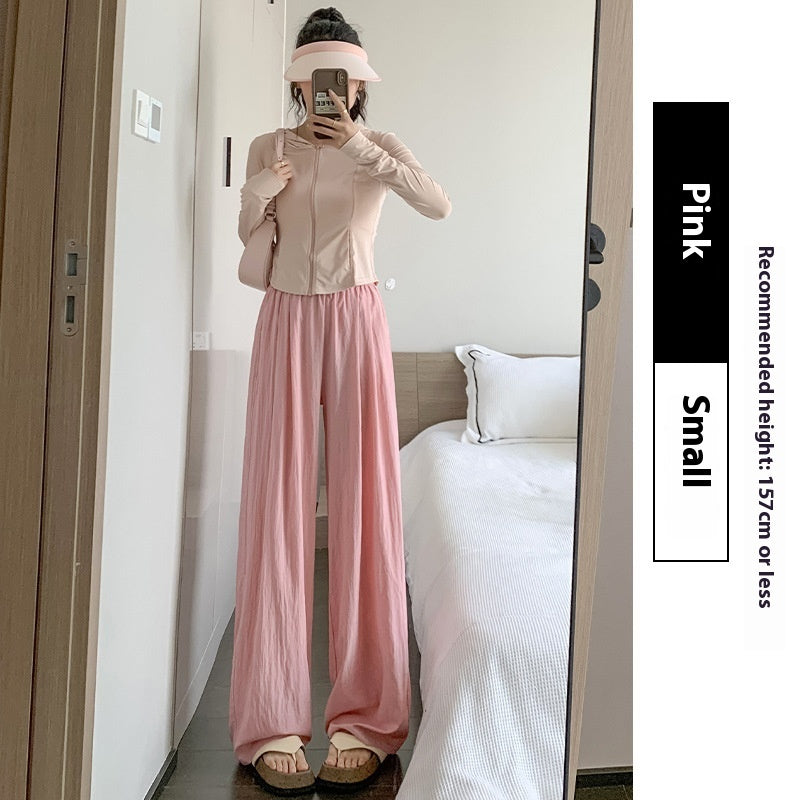 Thin High Waist Loose Casual Ice Silk Wide-leg Pants