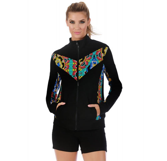 InstantFigure Activewear Printed Jacket W/Contrast Trim 144029