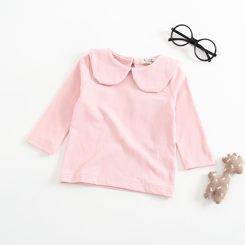 Solid color lapel long sleeve bottoming shirt