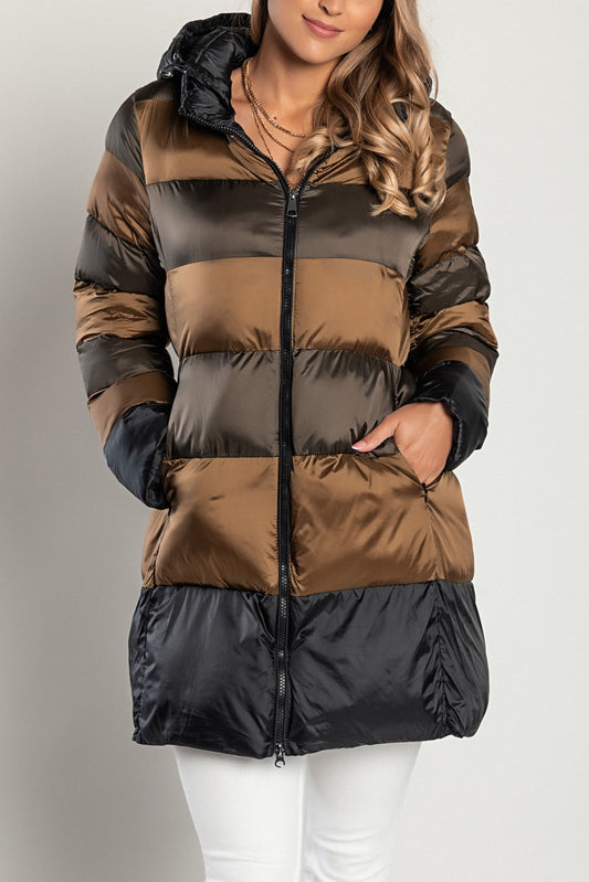 Long jacket with hood, 2217, camel