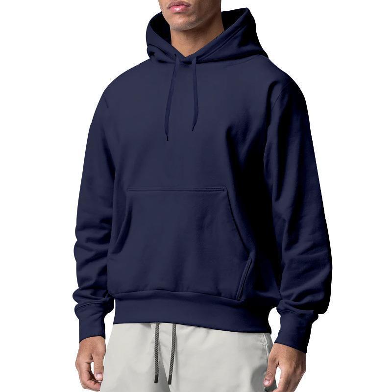 European And American Men's Sports Solid Color Fleece Sweater Hoodie