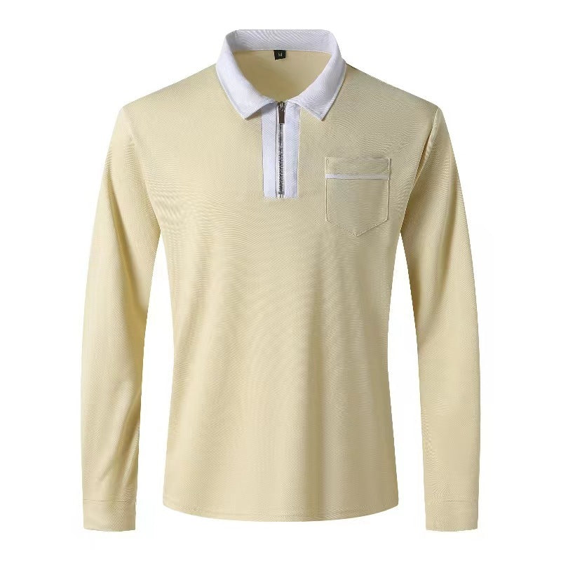 Mens Long Sleeve Zipper Polo Shirts