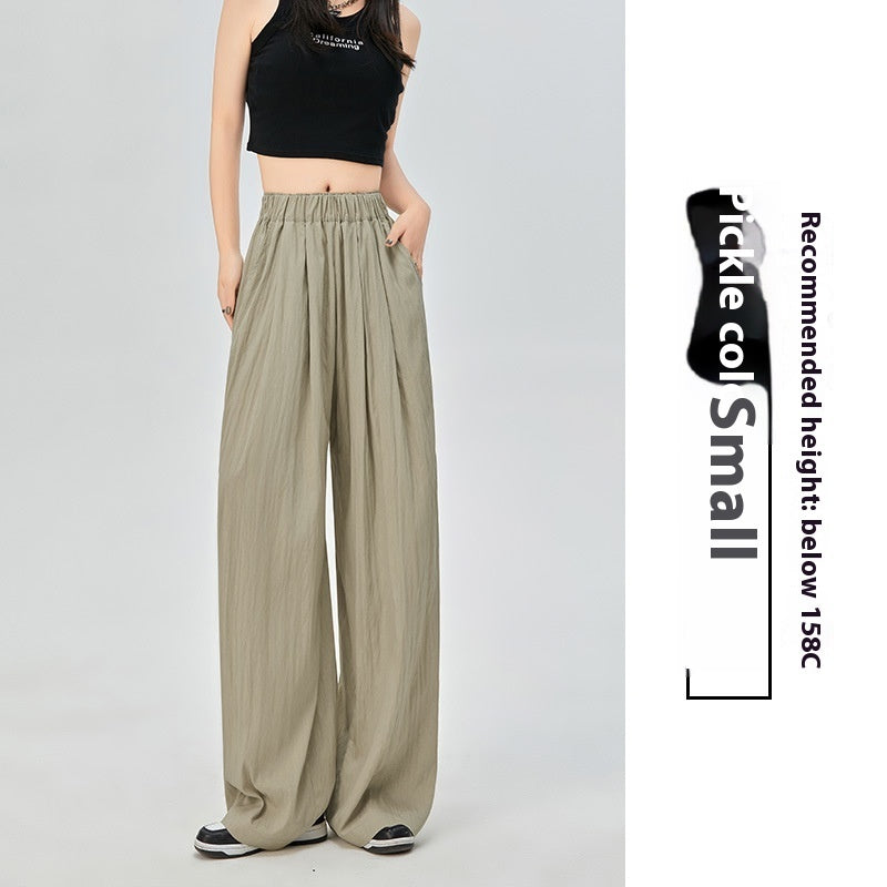 Thin High Waist Loose Casual Ice Silk Wide-leg Pants