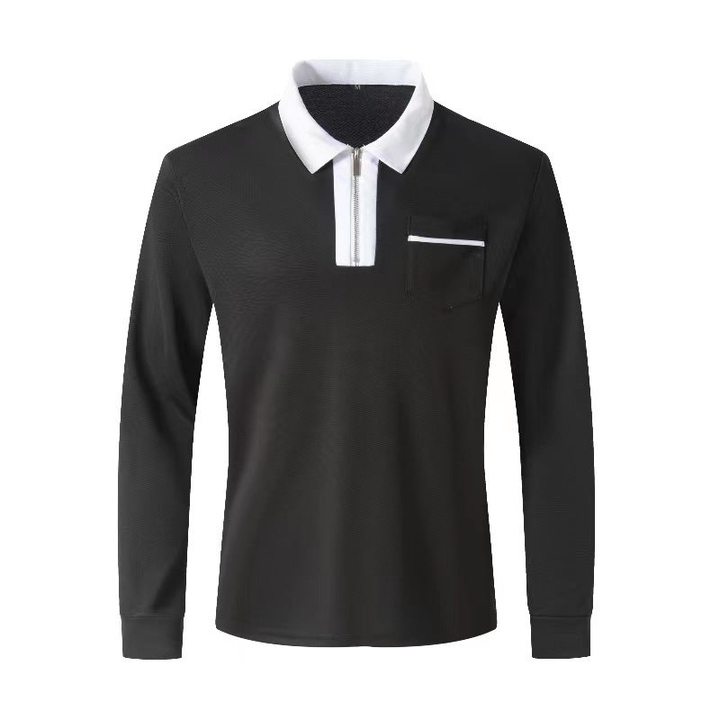 Mens Long Sleeve Zipper Polo Shirts