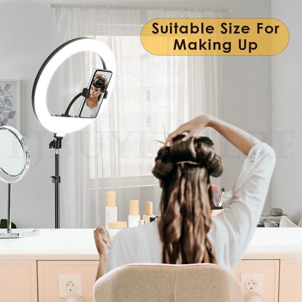 14'' LED Selfie Ring Light with 1.7M Tripod Stand Cell Phone Holder Makeup Live