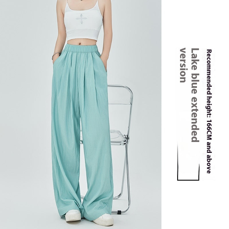 Thin High Waist Loose Casual Ice Silk Wide-leg Pants