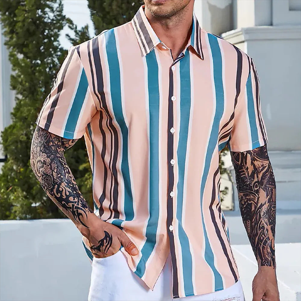 Men's Vintage Summer Stripped Shirt