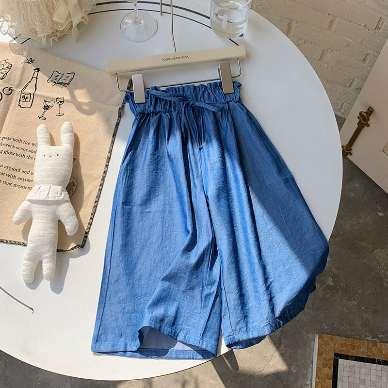 Girls' Pants Summer Thin Wide-leg Pants Ins Lyocell Denim