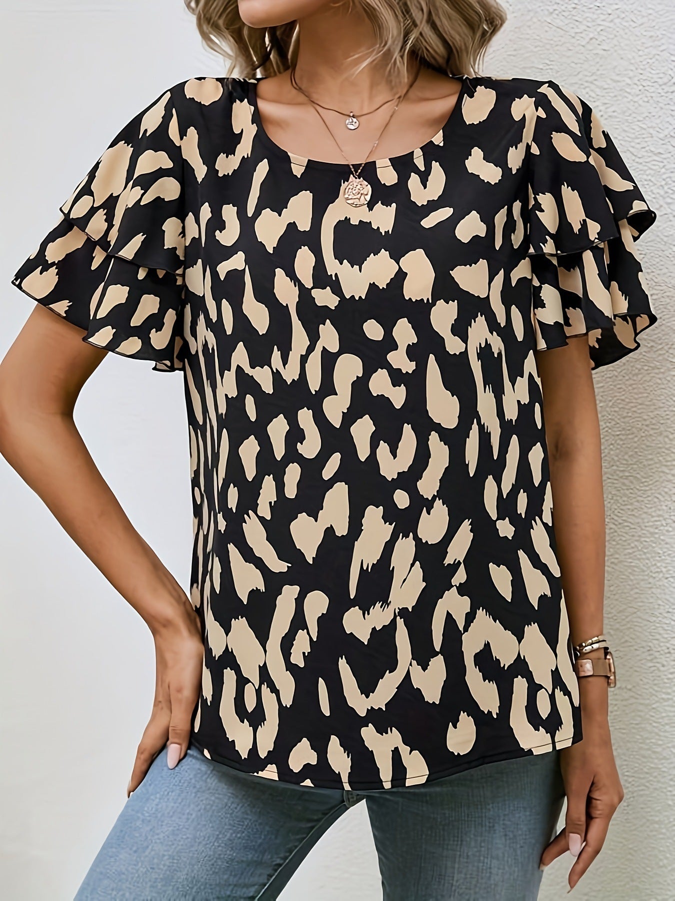 Printed Butterfly Sleeve Shirt