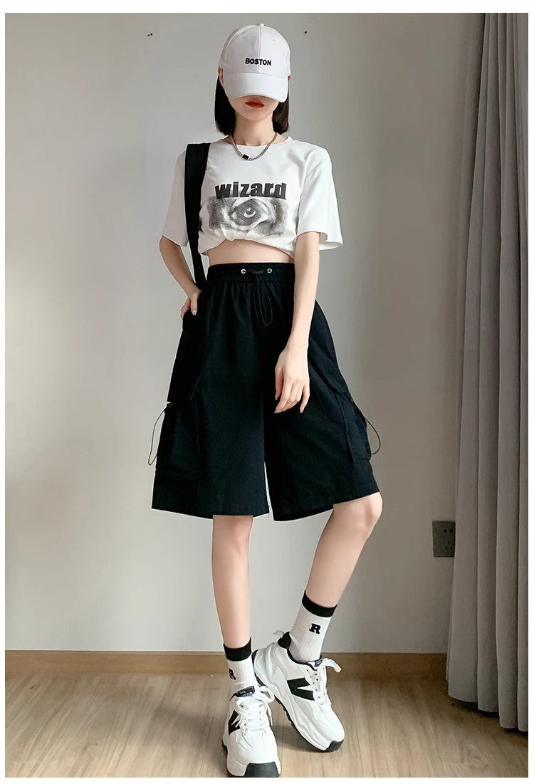 Women's Casual Sports Loose Wide Leg Middle Pants