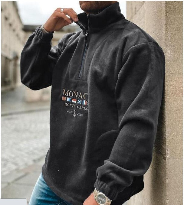 Embroidered Thick Casual Men's Sweater