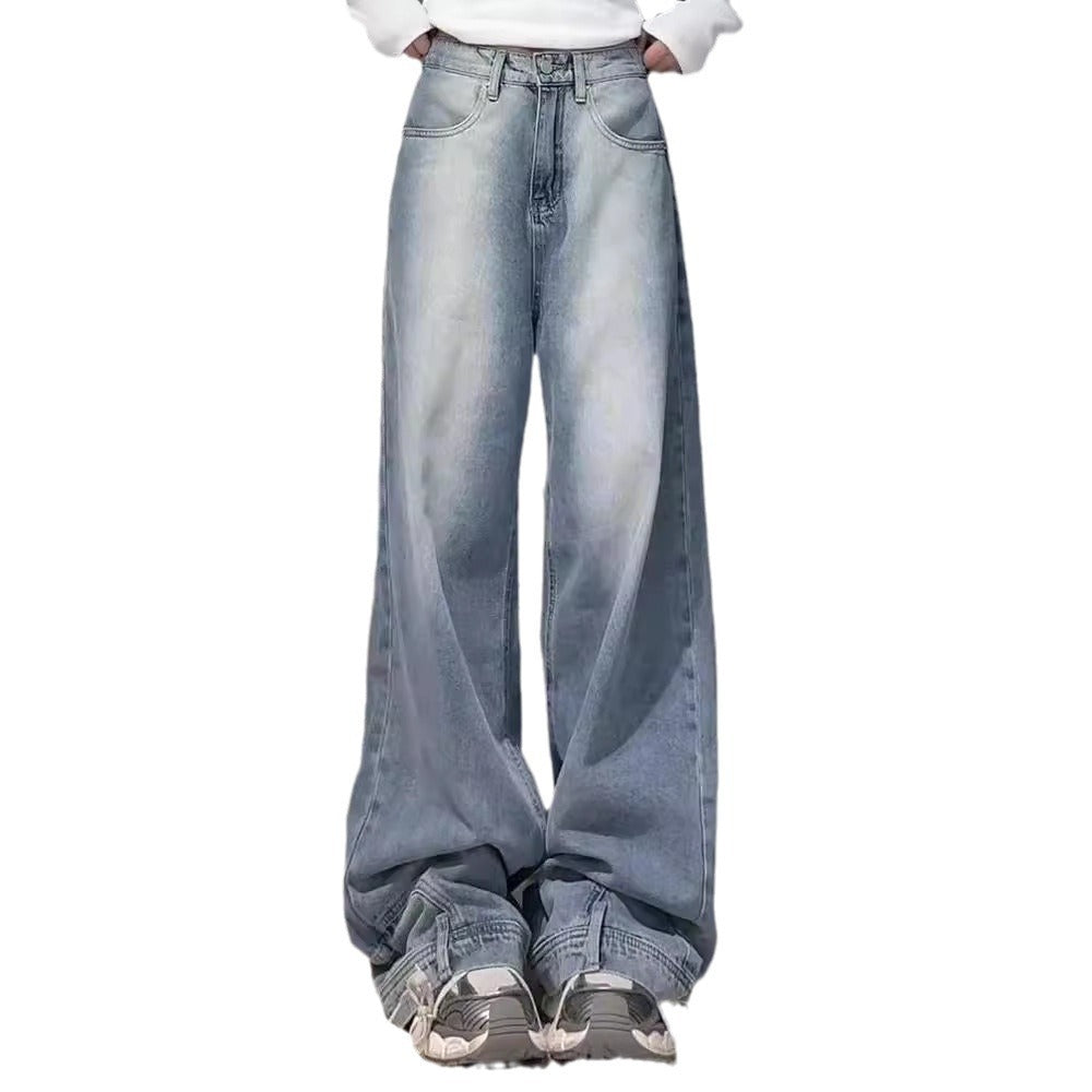 Water Washed Retro Oversize Wide Leg Jeans For Women