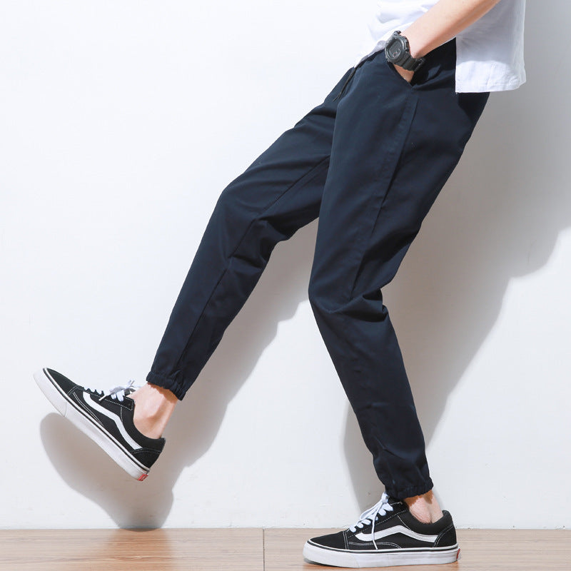 Slim fit ankle cuff trousers