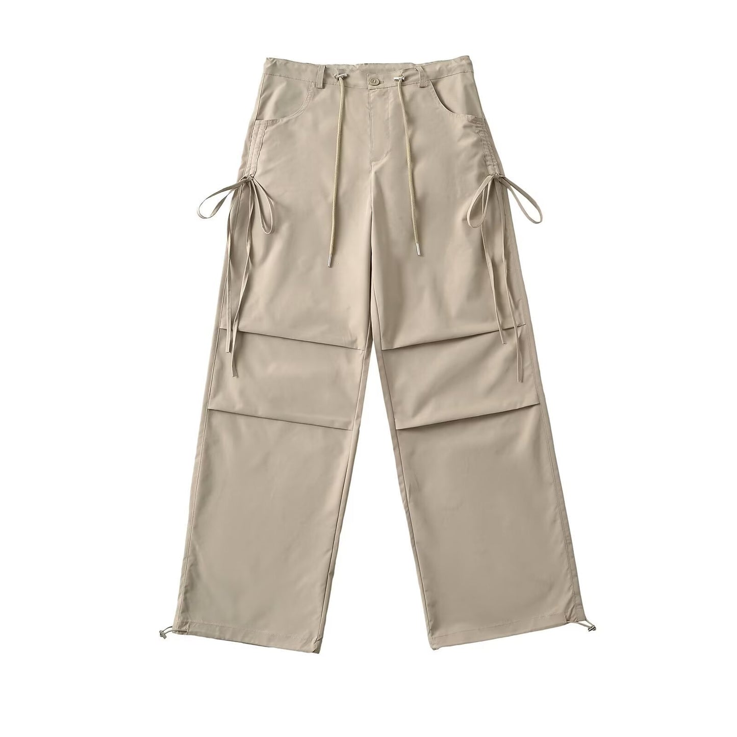 Women's American Side Drawstring Pleated Workwear Pants