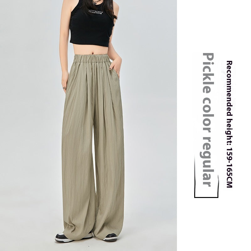 Thin High Waist Loose Casual Ice Silk Wide-leg Pants