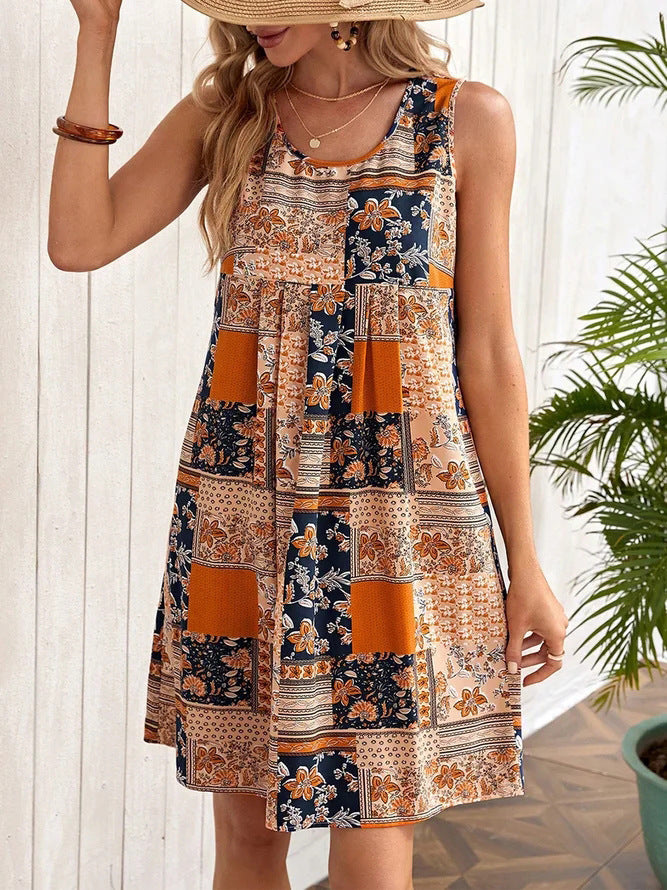 Sleeveless Printed Dress