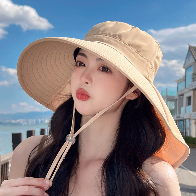 Sun Hat Big Brim Cover Face Summer UV Protection Shawl Bucket Hat Sun Protection Hat