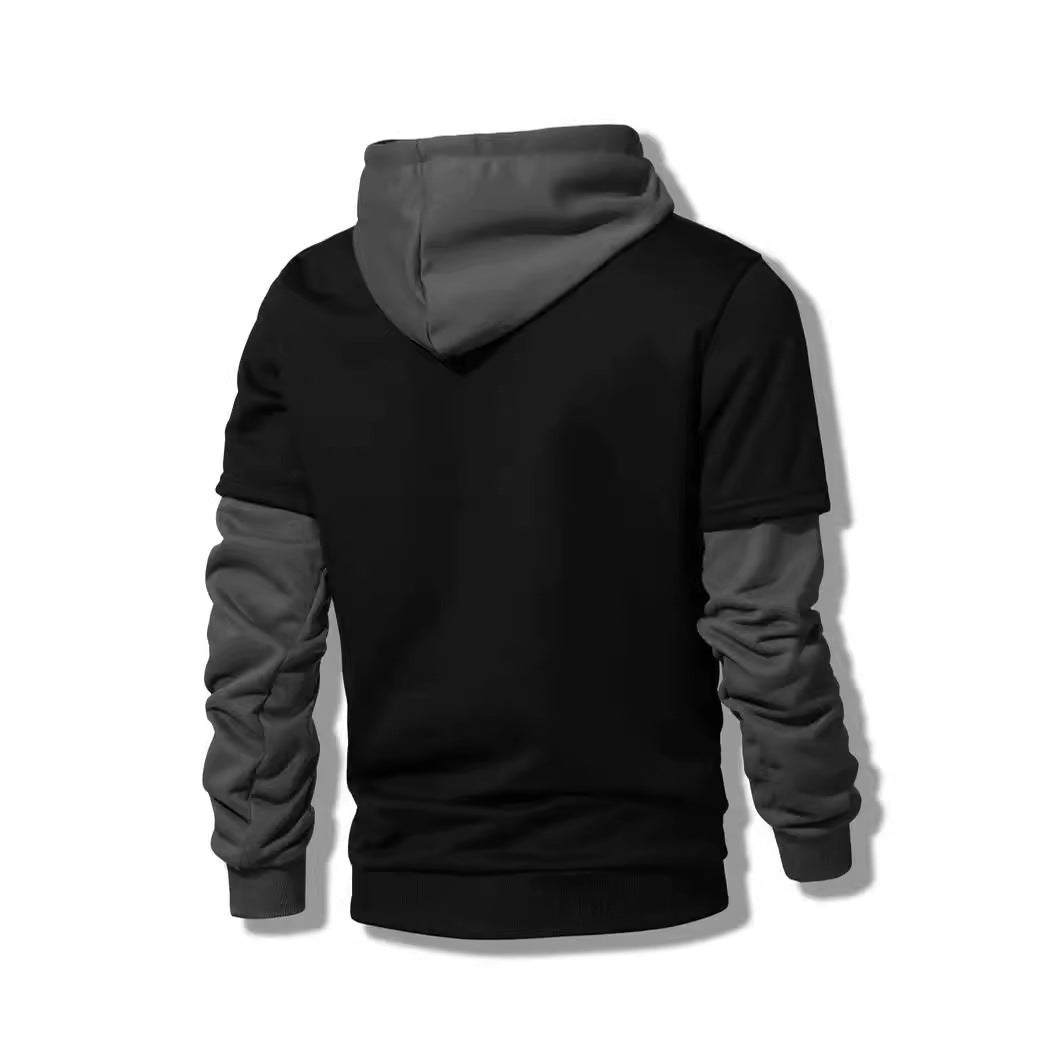 Men's Contrast Hooded Drawstring Sweater