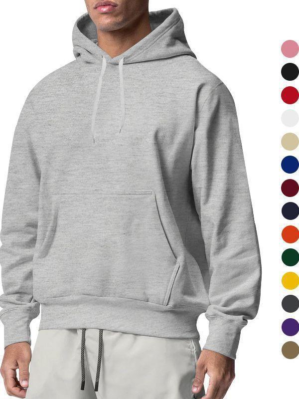 European And American Men's Sports Solid Color Fleece Sweater Hoodie