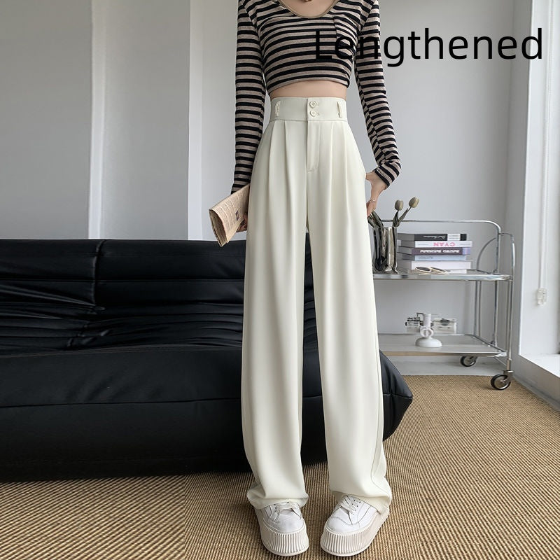 Ice Silk Wide-leg Pants Women's High Waist Drooping Suit Pants