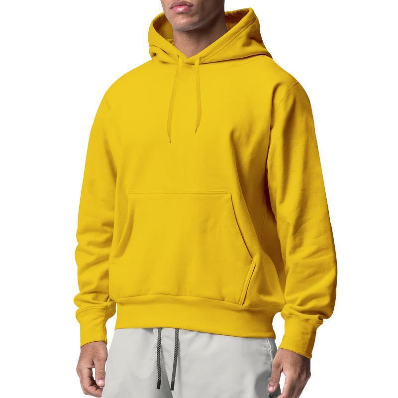 European And American Men's Sports Solid Color Fleece Sweater Hoodie