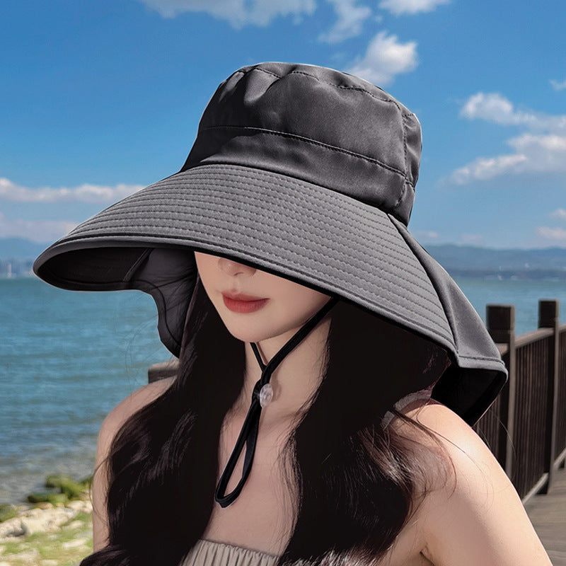 Sun Hat Big Brim Cover Face Summer UV Protection Shawl Bucket Hat Sun Protection Hat