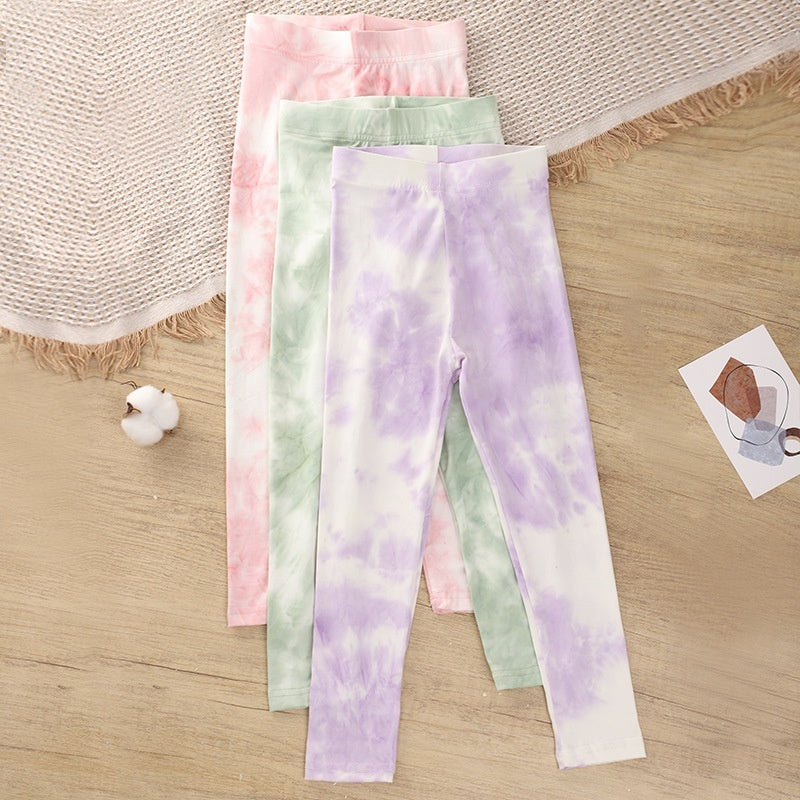 Girl's Pants Leisure Tie-dyed Leggings Children's Pants Outer Wear Sports Tights