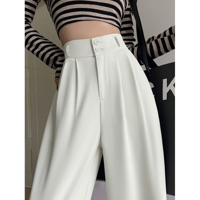 Ice Silk Wide-leg Pants Women's High Waist Drooping Suit Pants