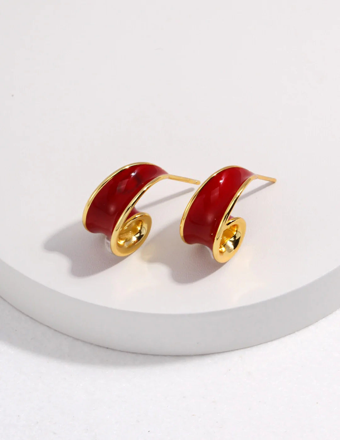 Helix Red / Gray Drip Glaze Earrings