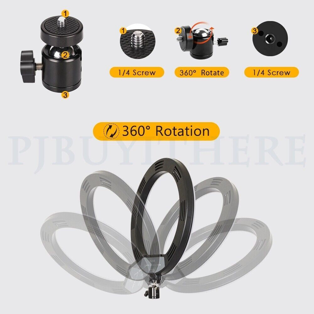 14'' LED Selfie Ring Light with 1.7M Tripod Stand Cell Phone Holder Makeup Live