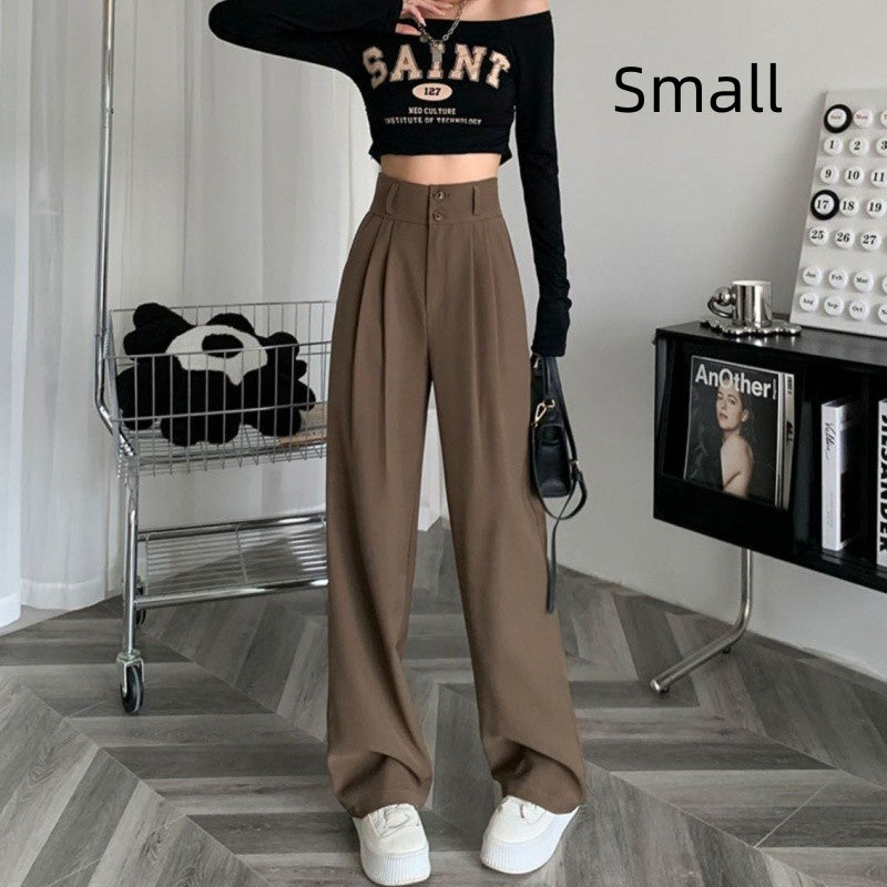 Ice Silk Wide-leg Pants Women's High Waist Drooping Suit Pants