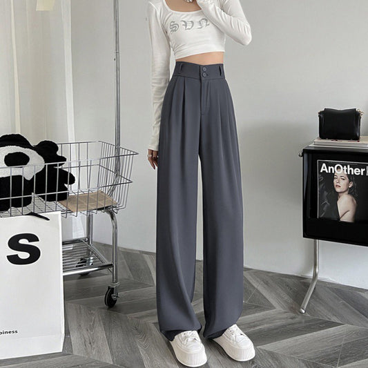 Ice Silk Wide-leg Pants Women's High Waist Drooping Suit Pants