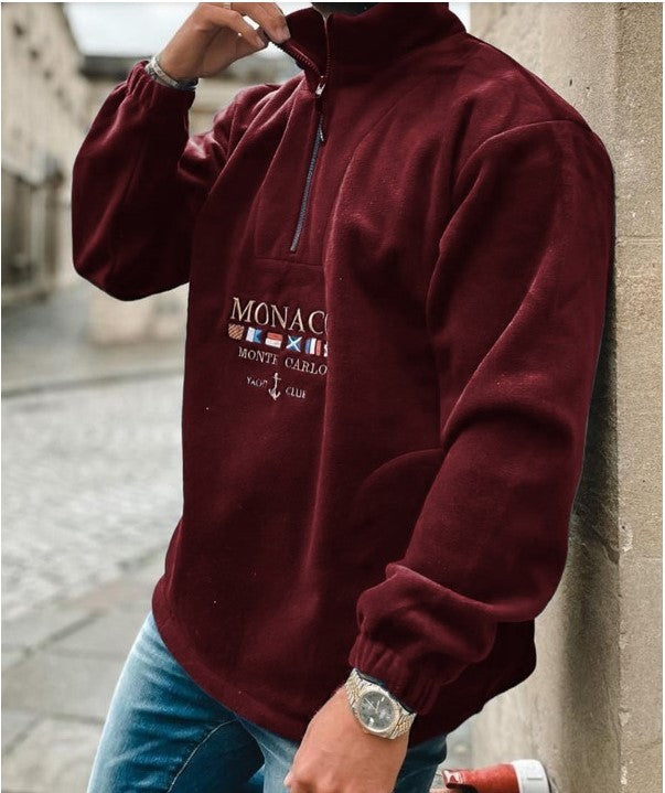 Embroidered Thick Casual Men's Sweater