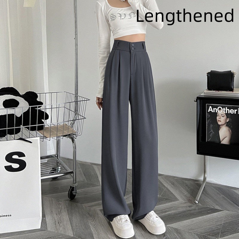 Ice Silk Wide-leg Pants Women's High Waist Drooping Suit Pants