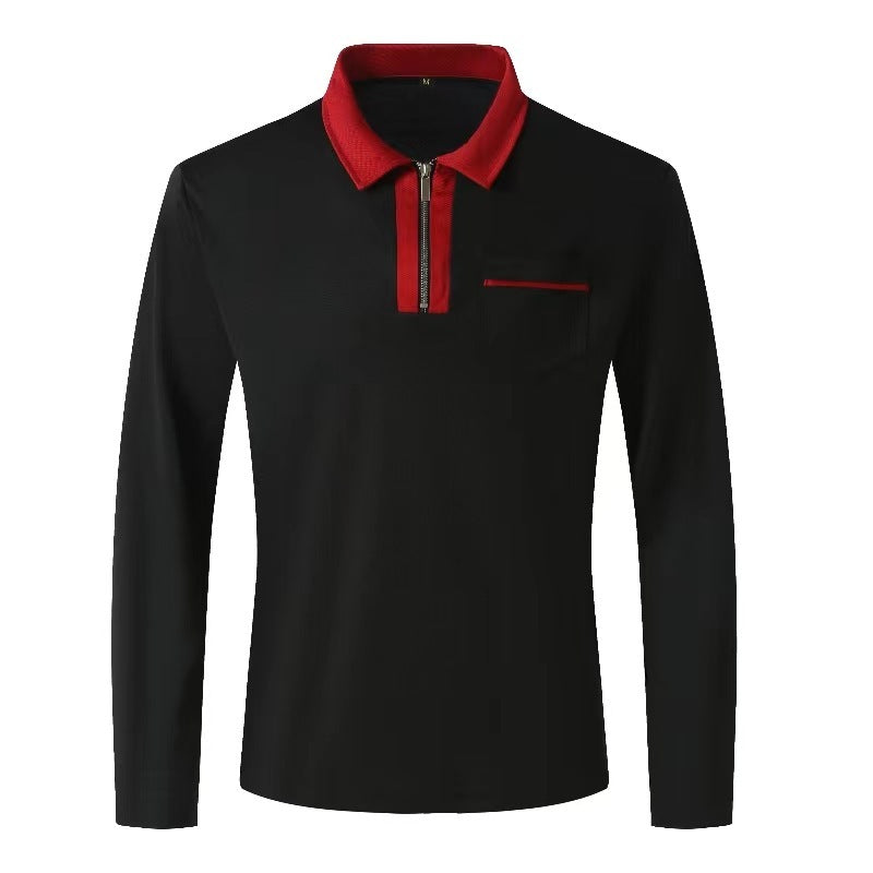 Mens Long Sleeve Zipper Polo Shirts