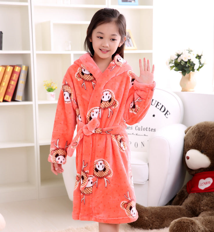 Flannel Children's Nightgown Coral Thicken