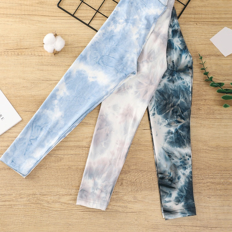 Girl's Pants Leisure Tie-dyed Leggings Children's Pants Outer Wear Sports Tights