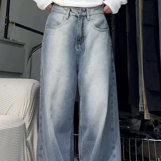 Water Washed Retro Oversize Wide Leg Jeans For Women