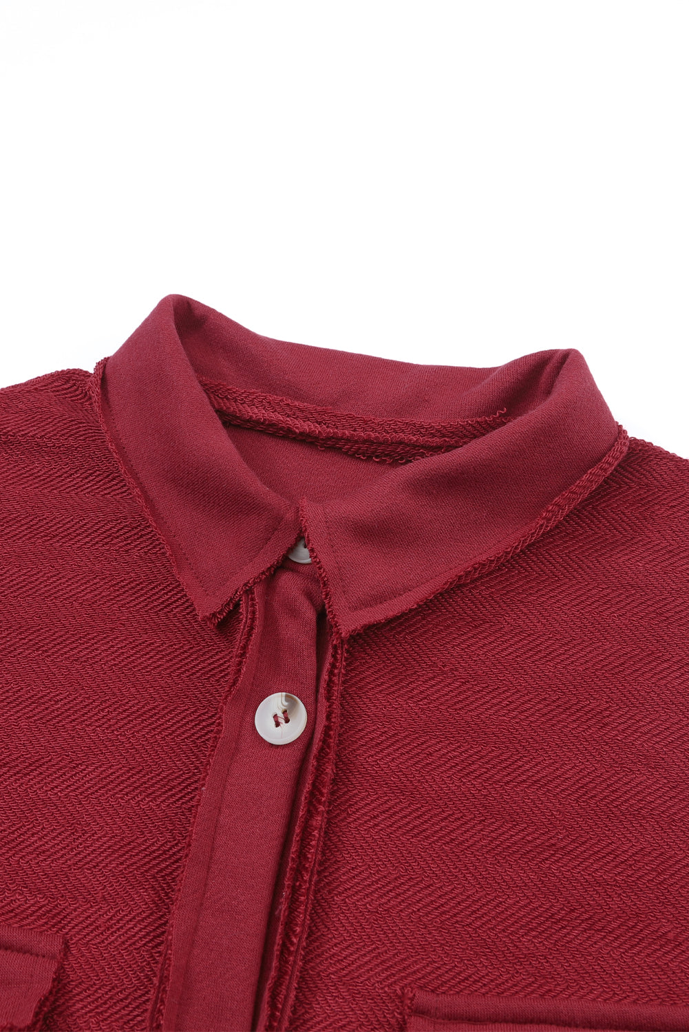 Contrast Flap Pockets Red Relaxed Shacket