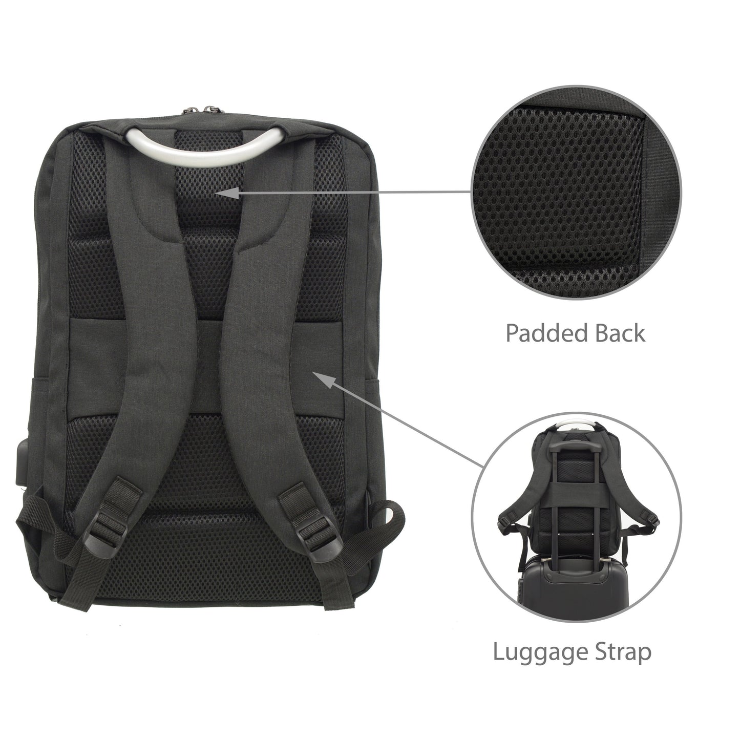 Rectangular Multi Pocket Backpack with USB