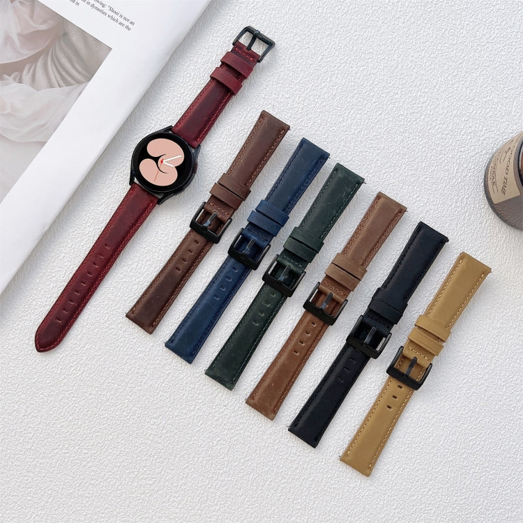 22mm Horse Texture Frosted Leather Strap Watch