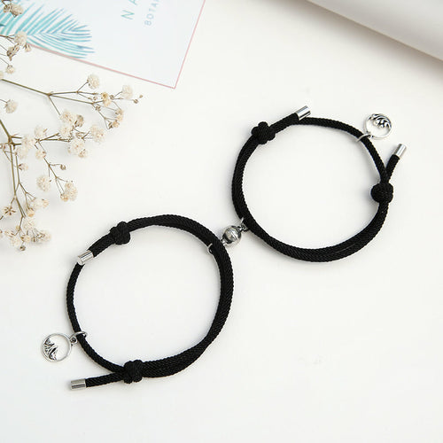 2PCS/SET alloy couple magnetic attraction ball creative Bracelet Stain