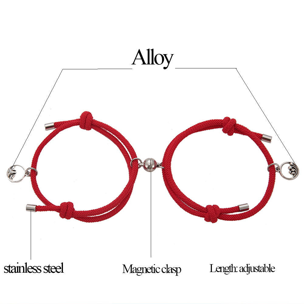 2PCS/SET alloy couple magnetic attraction ball creative Bracelet Stain