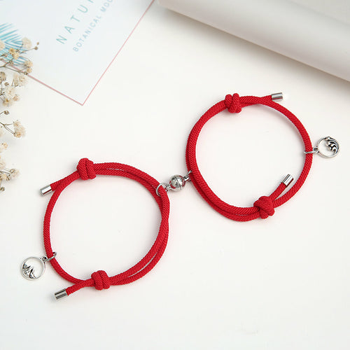 2PCS/SET alloy couple magnetic attraction ball creative Bracelet Stain