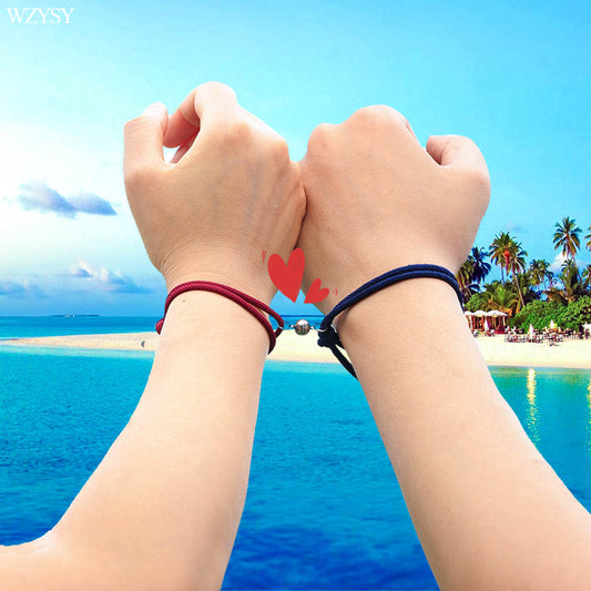 2PCS/SET alloy couple magnetic attraction ball creative Bracelet Stain