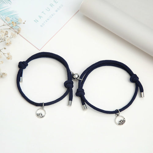 2PCS/SET alloy couple magnetic attraction ball creative Bracelet Stain